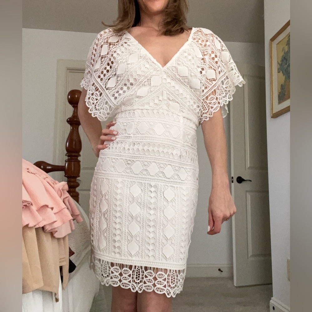 Lulus white crochet dress | size medium
